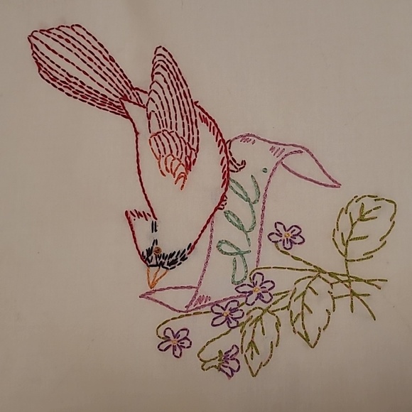 Vintage Hand Stitched Illinois State Bird & Flower - Picture 1 of 16